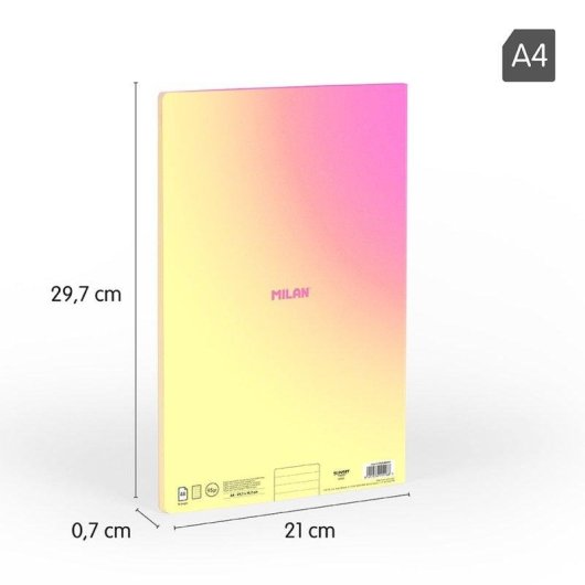 Libreta A4 Milan Sunset Pack 3 Unidades Pautado 48 Hojas 95 gr