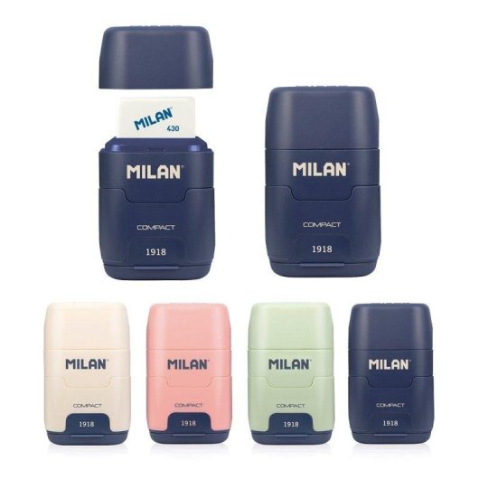 Affilamatite Milan 1918 Compact con 2 Gomme di Ricambio Blu