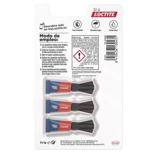 Colla istantanea Loctite Super Glue-3 Mini Trio - Lotto di 3 monodosi