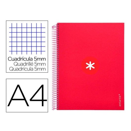 Quaderno Antartik A4 Quadrettato 5 Bande Colori Lampone