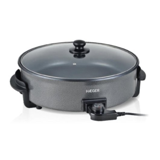 Paella eléctrica Haeger Top Gourmet 42 1500W 240°C Vidrio Negro/Gris