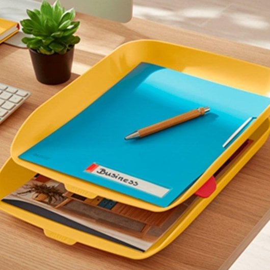 Set 2 Bandejas Porta Documentos A4 Leitz Cosy Amarillo