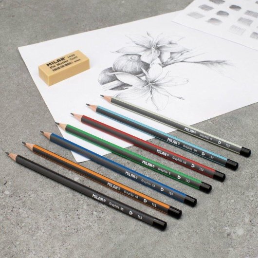 Caja Metalica Milan Art 7 Lápices Grafito Gomas Sacapuntas