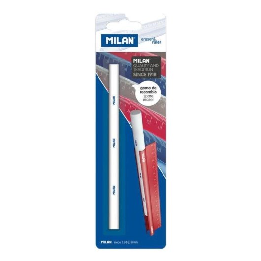 Regla y Goma Milan Metal Touch 15 cm Fucsia
