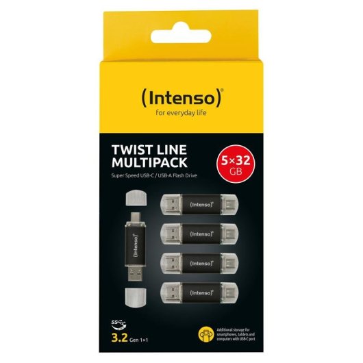Clé USB Intenso Twist Line 32 Go USB-A et USB-C 70 Mo/s Anthracite
