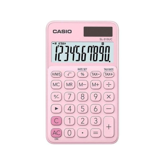 Calcolatrice tascabile Casio SL-310UC-RD 10 cifre solare e batteria fucsia