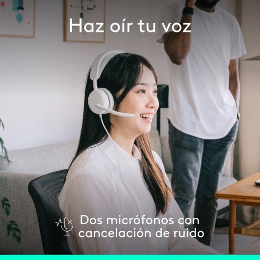 Auriculares Logitech Zone Wired 2 com cabo USB-C, Cancelamento Ativo de Ruído, branco