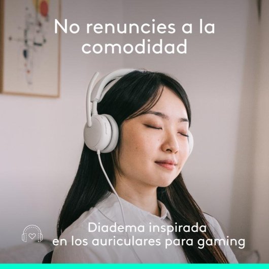 Auriculares Logitech Zone Wired 2 com cabo USB-C, Cancelamento Ativo de Ruído, branco