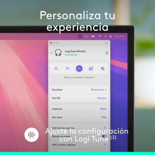 Auriculares Logitech Zone Wired 2 com cabo USB-C, Cancelamento Ativo de Ruído, branco