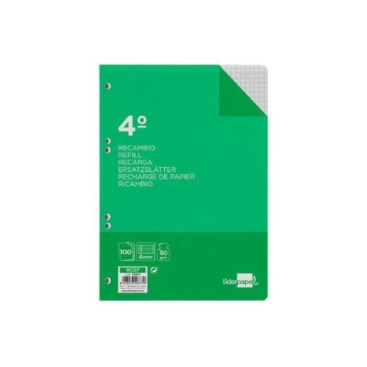 Quaderno Liderpapel 100 fogli 60g/m² quadrettato 6mm con margini
