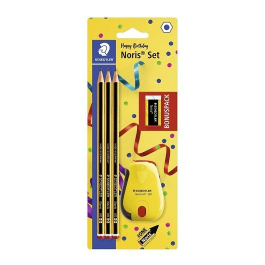 Staedtler - Set 3 Lápis Grafite 2HB, Borracha e Apontador