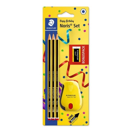 Staedtler - Set 3 Lápis Grafite 2HB, Borracha e Apontador