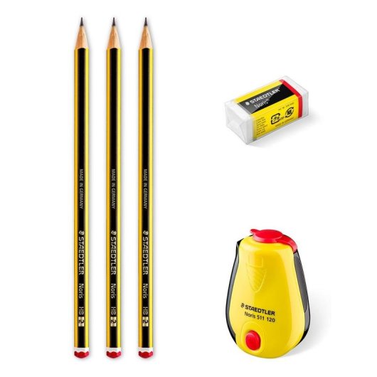 Staedtler - Set 3 Lápis Grafite 2HB, Borracha e Apontador