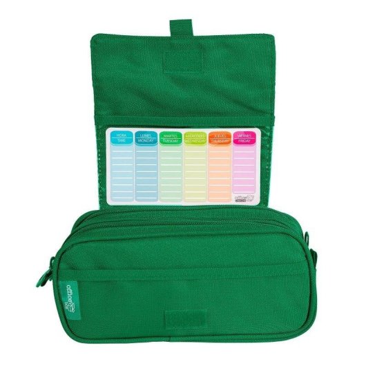 Astuccio Triplo Officebox Eco con Materiale Scolastico Incluso - Verde
