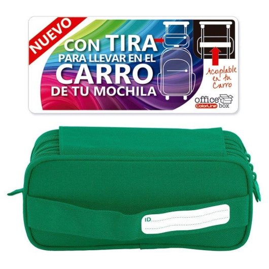Astuccio Triplo Officebox Eco con Materiale Scolastico Incluso - Verde