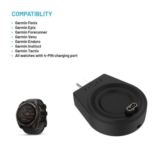 Cargador FIXED FIXDW-GA-BK Interior USB 1 m Negro para Smartwatch