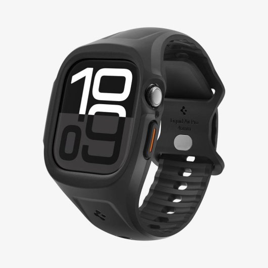 Cover Spigen Liquid Air Pro + Cinturino Apple Watch 10 46mm Nera Silicone