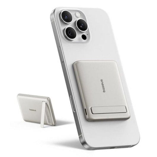 Batería Externa Baseus 5000 mAh Cargador Inalámbrico 5 W Titanio