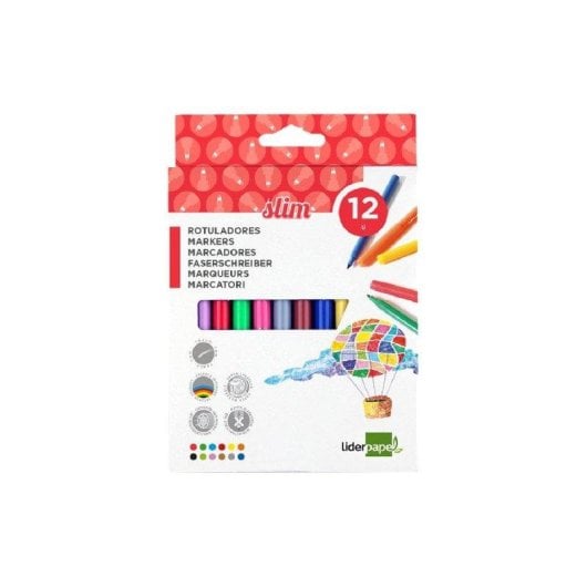 Pennarello Slim Liderpapel Scatola da 12 Unità Colori Misti