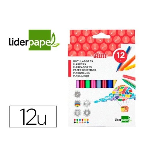 Pennarello Slim Liderpapel Scatola da 12 Unità Colori Misti