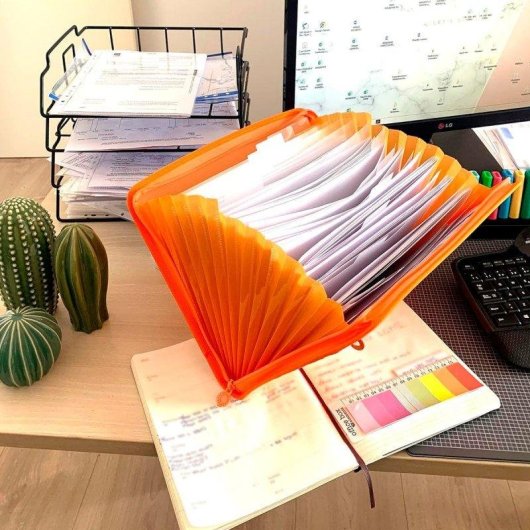 Ablageordner A4 Office Box mit 12 Fächern und 80 Aufklebern