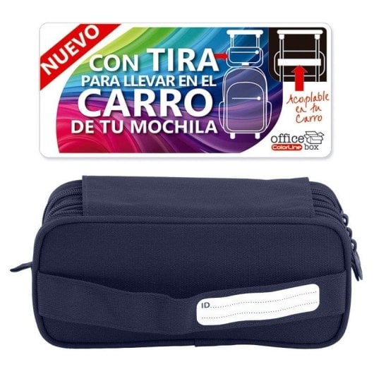 Estuche Escolar Triple ColePack Pro Officebox Azul Marino con 40 Utensilios