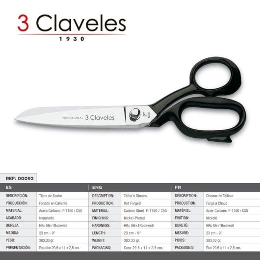 Forbici Multiuso Professionali 3 Claveles Forgiate Sarto 23 cm