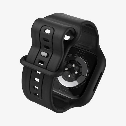 Cover Spigen Vault Pro + Cinturino per Apple Watch 10 42mm Nero Acciaio Inossidabile