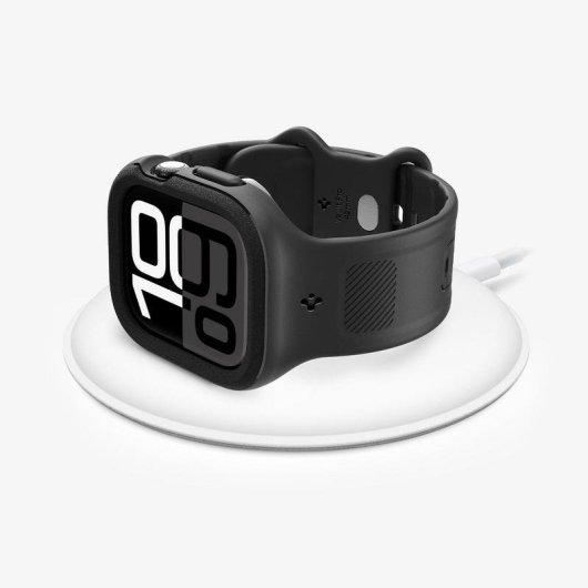 Cover Spigen Vault Pro + Cinturino per Apple Watch 10 42mm Nero Acciaio Inossidabile