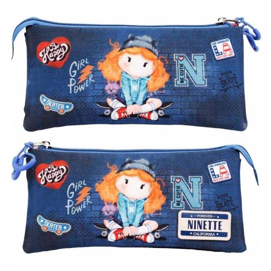 Estuche Escolar Triple Karactermania Forever Ninette Skater con 40 Utensilios