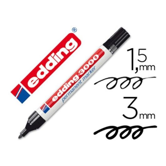 Marcatore permanente Edding 3000 punta rotonda 1.5-3 mm nero