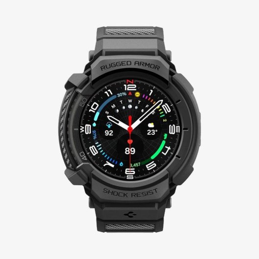 Cover Spigen Rugged Armor Pro + Cinturino Samsung Watch 8 Classic 46mm Nero
