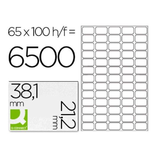 Etiquetas Adhesivas Q-Connect KF15386 A4 65 Etiquetas 38.1x21.2 mm