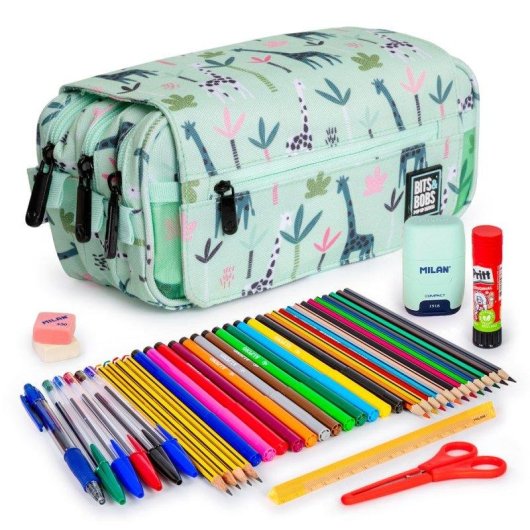 Estuche Triple Grafoplás Design Pack Escolar 40 Piezas Jungle