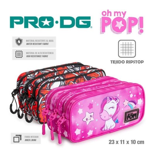 Estuche escolar triple Karactermania ColePack EcoTrick Ice Flamingo con material incluido