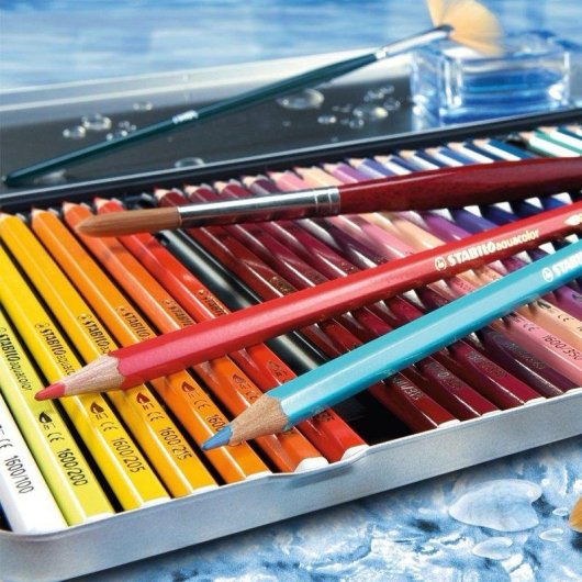 Estuche de Metal con 24 Lápices de Colores Brillantes Acuarelables STABILO