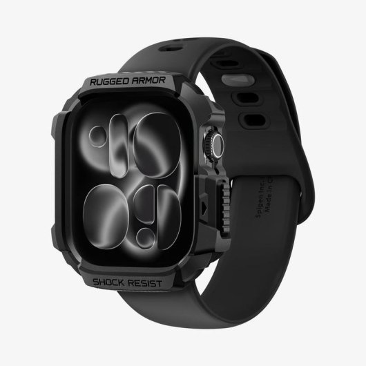 Funda Spigen Rugged Armor 2 pour Apple Watch 10/11 (46mm) Noir TPU