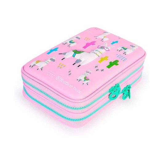 Astuccio Officebox Magic Plumier 3D Llamas Rosa