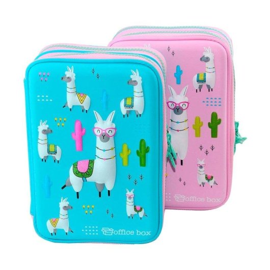 Astuccio Officebox Magic Plumier 3D Llamas Rosa