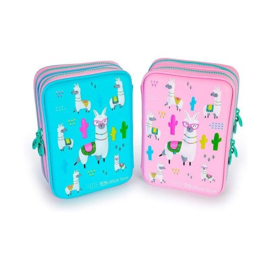 Astuccio Officebox Magic Plumier 3D Llamas Rosa