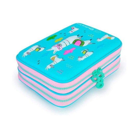 Astuccio Officebox Magic Plumier 3D Llamas Rosa