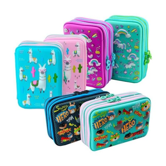 Astuccio Officebox Magic Plumier 3D Llamas Rosa