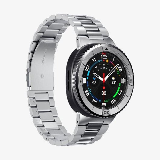 Funda Spigen Bezel Tune para Samsung Watch 8 Classic 46mm Acero Inoxidable Plata