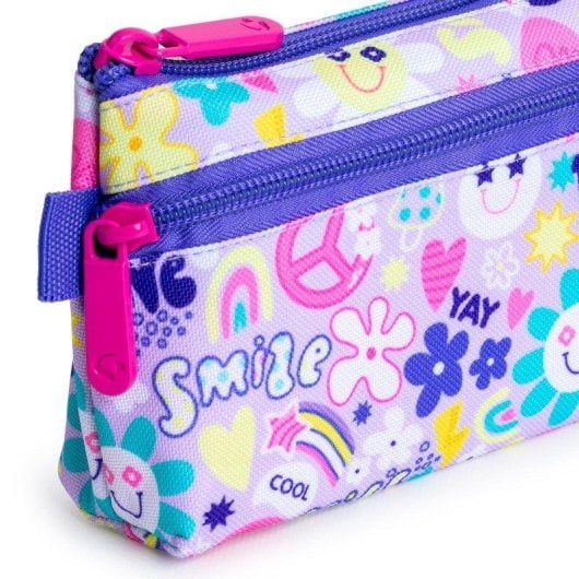 Estuche Portatodo Plano Grafoplás Bits Bobs Design 2 Cremalleras 10x23 cm Gran capacidad
