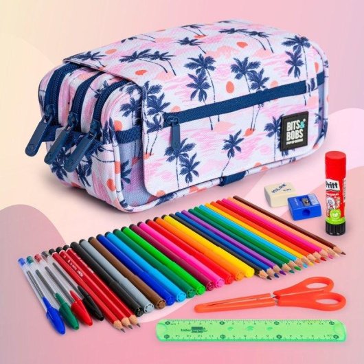 Estuche Escolar Triple Grafoplás ColePack EcoDesign con Material Incluido y Bolsillos adicionales
