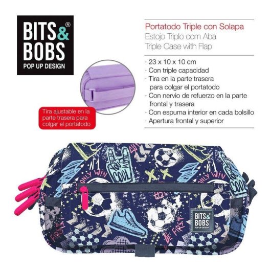 Estuche Triple ColePack EcoDesign Grafoplás con Material Escolar Incluido, tres cremalleras