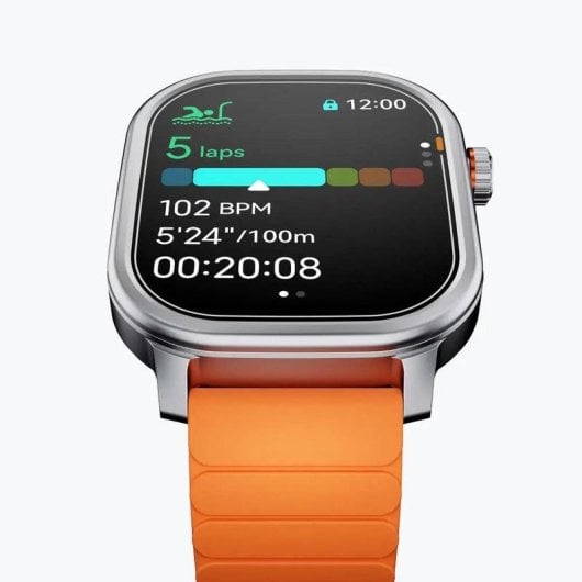 Kospet Pulse Bluetooth 45mm AMOLED Argent Bracelet Orange IP68 SpO2 Pulsomètre Alerte SOS