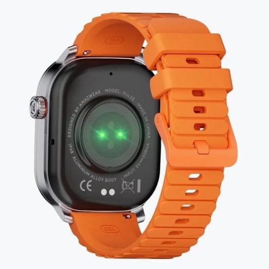Kospet Pulse Bluetooth 45mm AMOLED Argent Bracelet Orange IP68 SpO2 Pulsomètre Alerte SOS