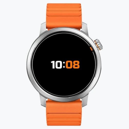 Kospet Orb Bluetooth 44mm AMOLED Argento Cinturino Arancione IP68 SpO2 Pulsometro Sonno SOS
