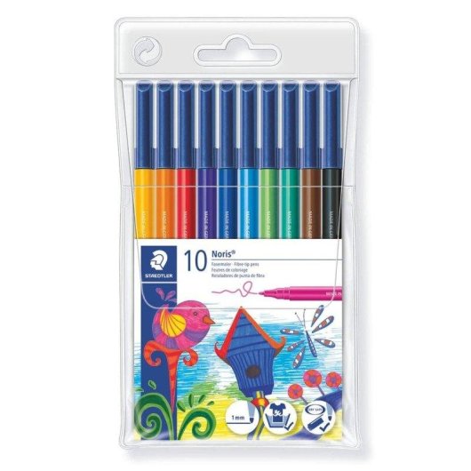 Staedtler Noris Club - Astuccio da 10 Pennarelli a Colori Brillanti Dry Safe